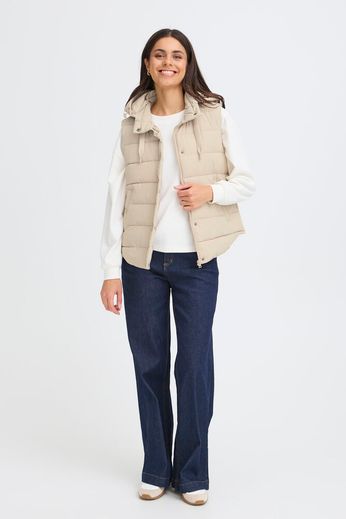 Byoung Short Quilted Gilet with hood. Beige or Rose Pink  20617355