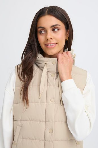 Byoung Short Quilted Gilet with hood. Beige or Rose Pink  20617355