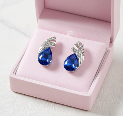 Clip on Sapphire and Diamante Earrings  Ec75