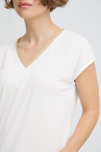 Fransa V neck T Shirt with Gold Trim  20818705