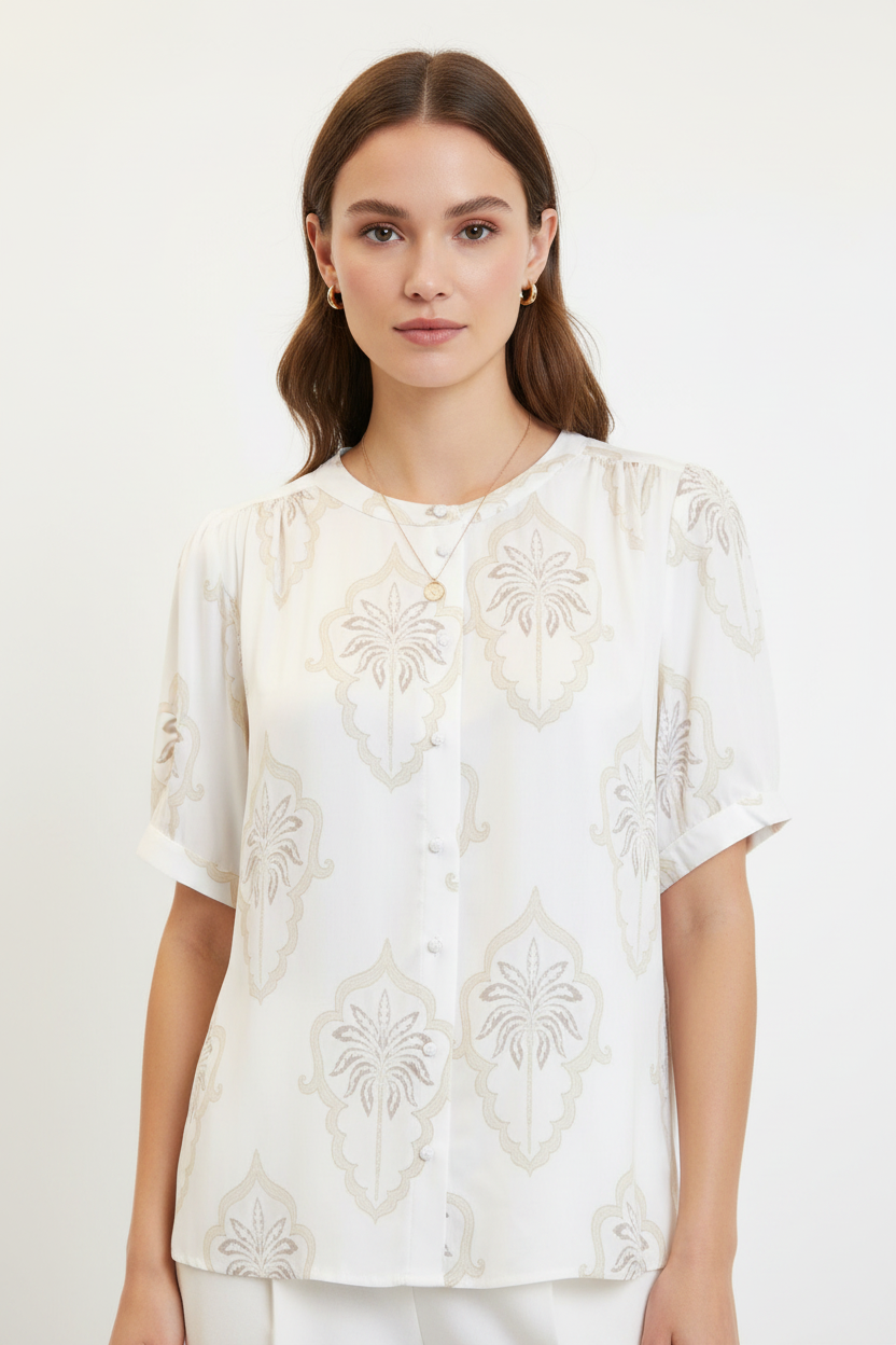 B Copenhagen Baroque Print Blouse Model