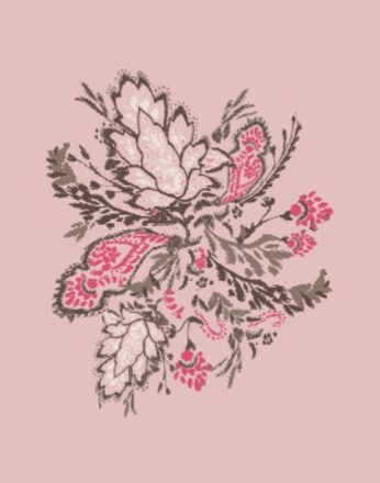 Fransa Cotton T shirt with Pink and Taupe Moif 20617656