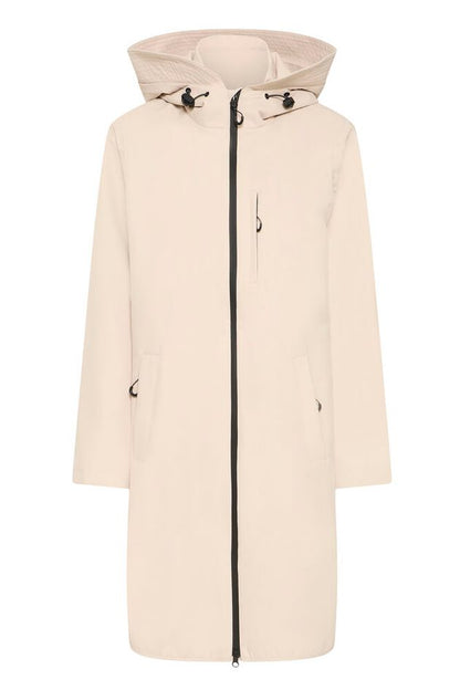 Fransa Lightweight Coat in Oxford Tan with Contrast zip detail   20615226
