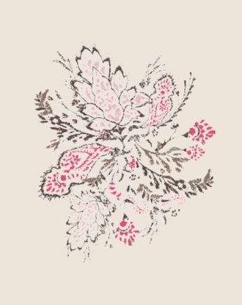 Fransa Cotton T shirt with Pink and Taupe Moif 20617656