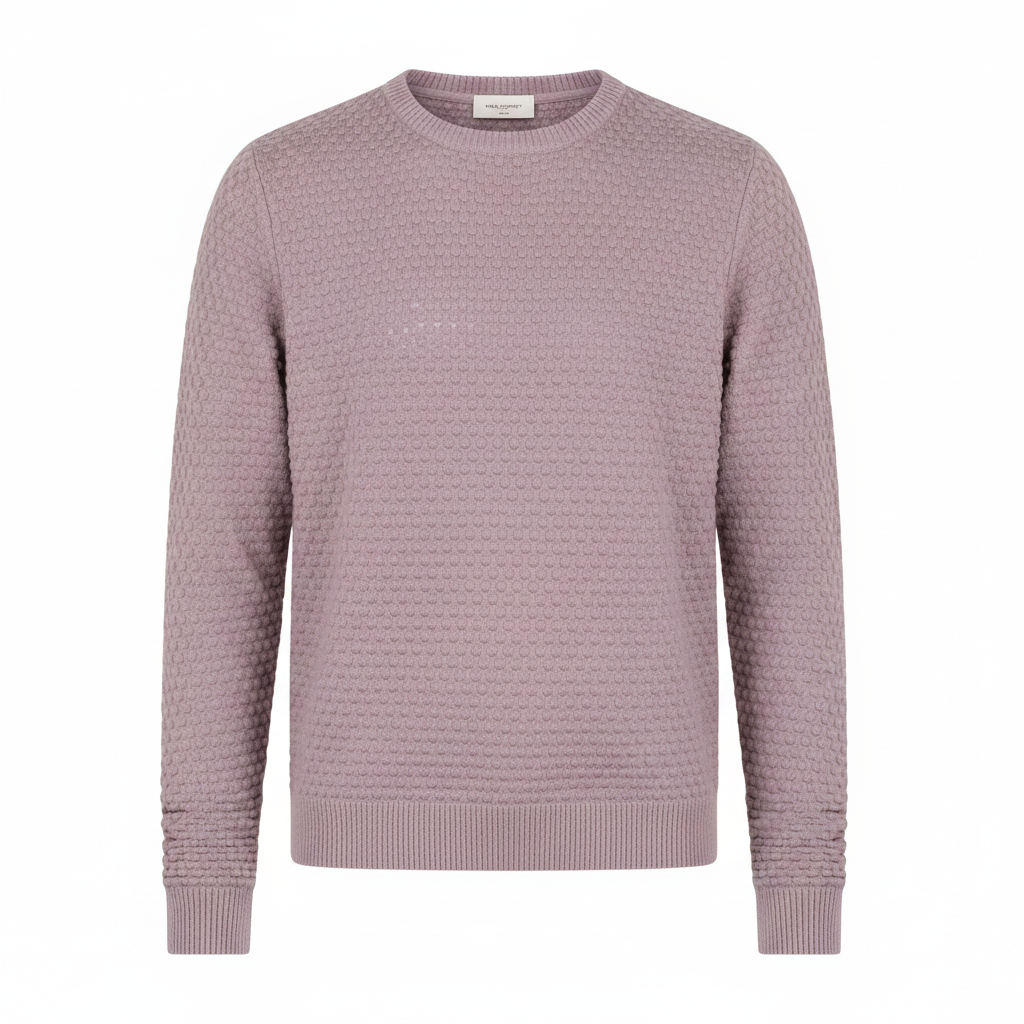 Free/Quent Cotton Round Neck Textured Pullover in Pale Mauve