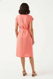Stella Morgan Linen Blend Button Dress  D170926