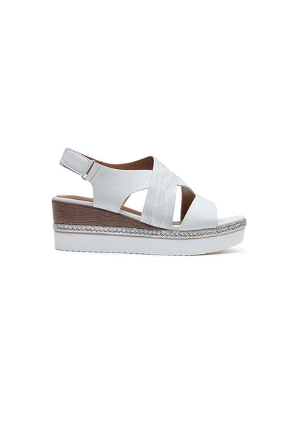 low wedge sandal with velcro fastening bLACK OR WHITE