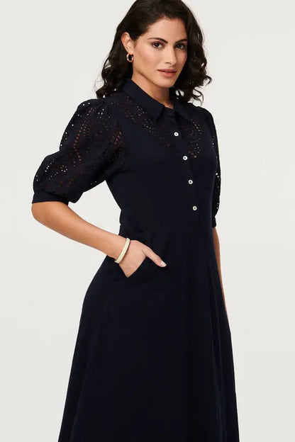 Stella Morgan Navy Jersey Shirt Dress D17844