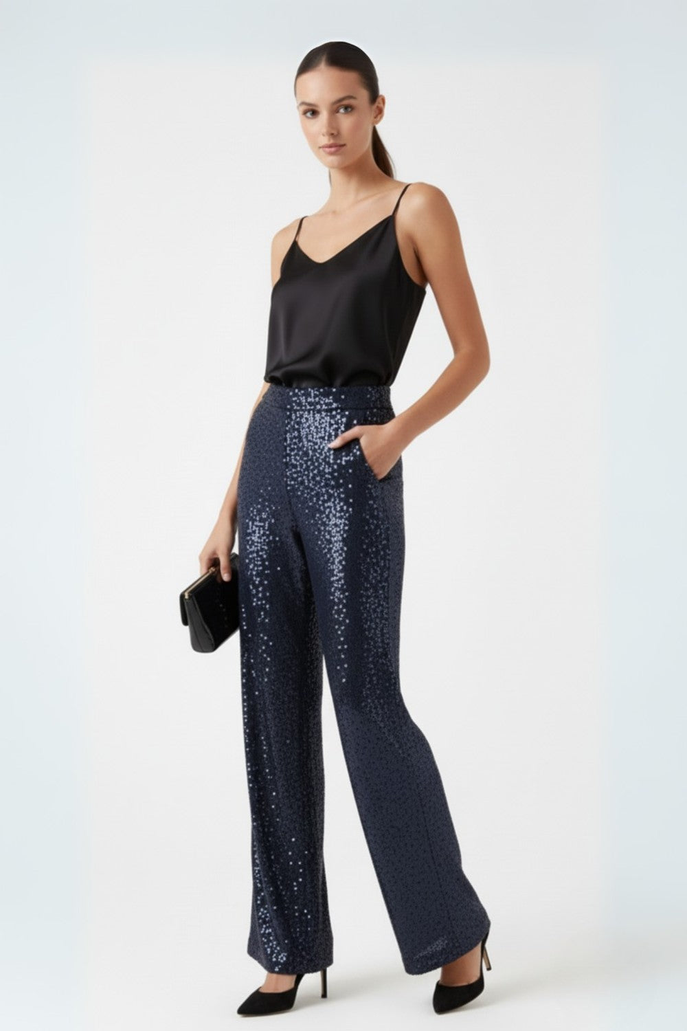 Marc Angelo Sequin Trousers in Navy Ma34103