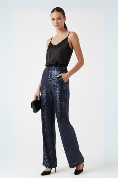 Marc Angelo Sequin Trousers in Navy Ma34103
