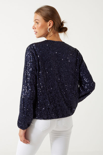 Marc Angelo Sequin bomber jacket in Navy Ma3501