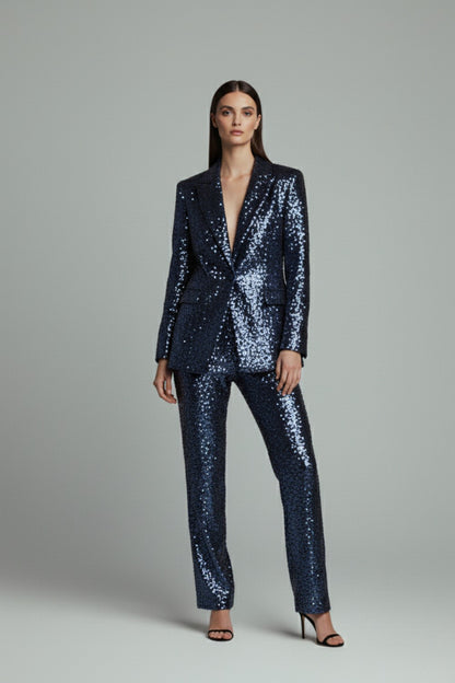 Marc Angelo Sequin Trousers in Navy Ma34103
