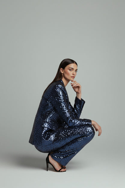 Marc Angelo Sequin Blazer in Navy