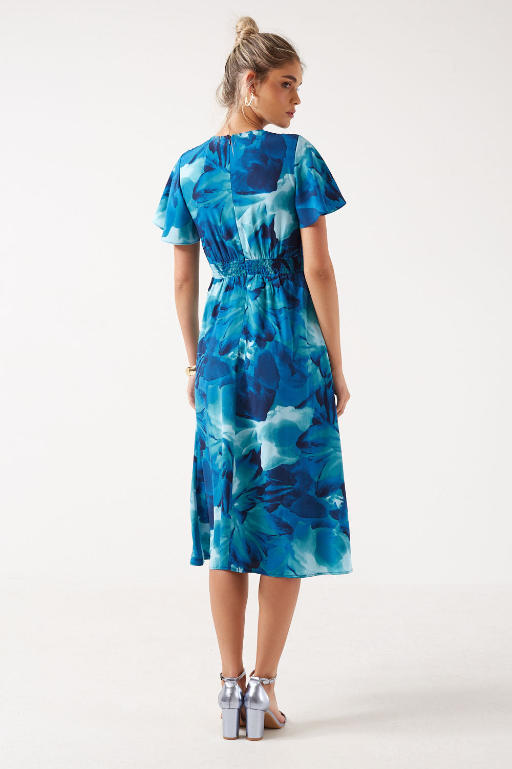 Marc Angelo Corina Royal Blue Floral midi Dress  Ma81178