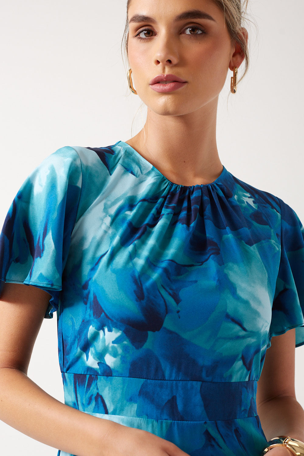 Marc Angelo Corina Royal Blue Floral midi Dress  Ma81178