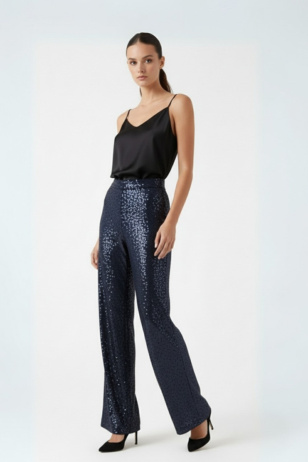 Marc Angelo Sequin Trousers in Navy Ma34103