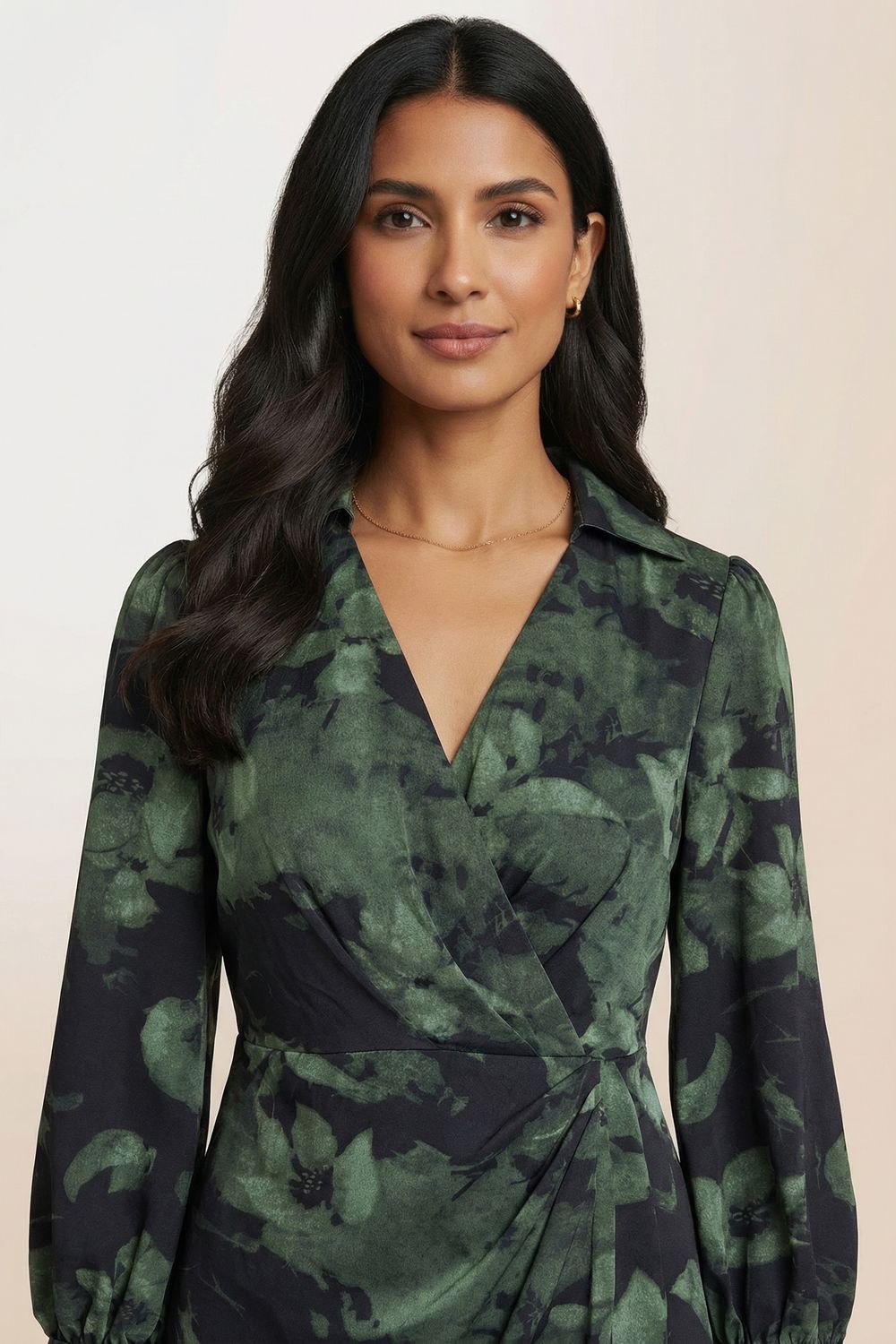 Marc Angelo Green Faux wrap mini dress with collar – DBiggins