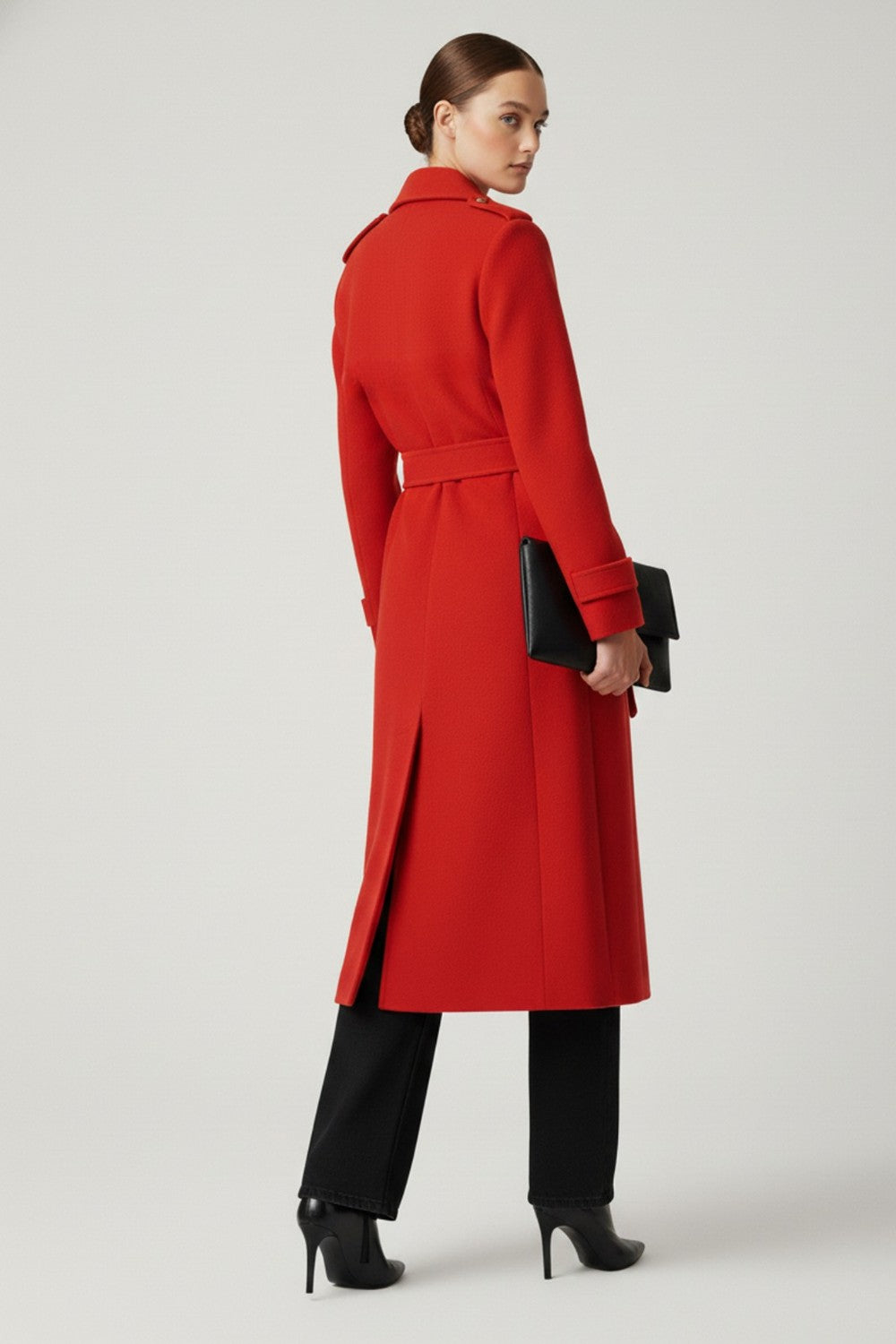 Marc Angelo Red Wool Blend Belted Coat