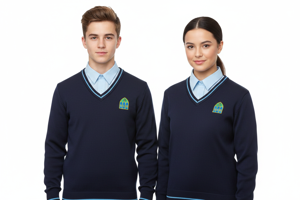 Male and Female - Navy School Jumper - Slim Fit