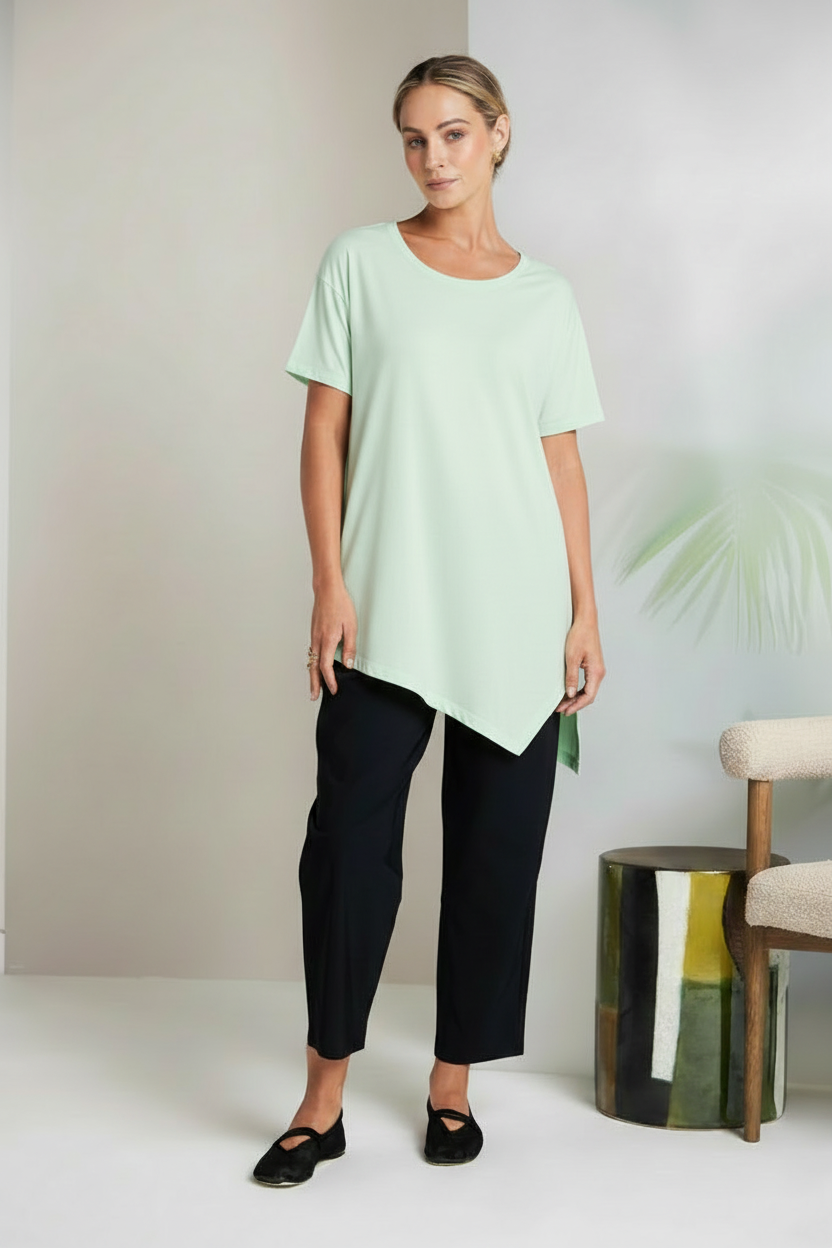 Mint green t-shirt on model