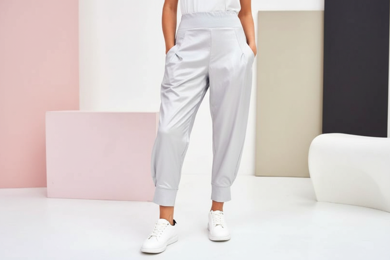 Naya Cuff Trouser in Ash - Model Shot