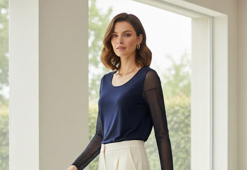 Naya Mesh Sleeve Top Lifestyle Shot v2