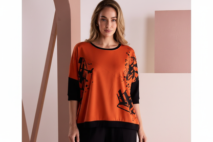 Naya Tigerlilly Orange Top - Model Image