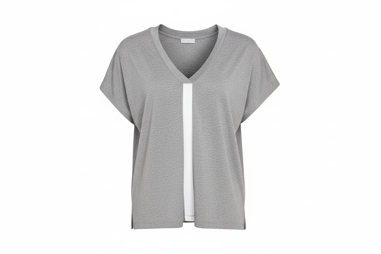 NAYA top in silver grey with white panel