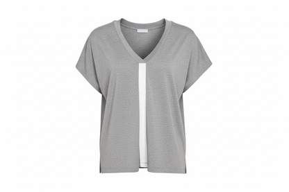 NAYA top in silver grey with white panel
