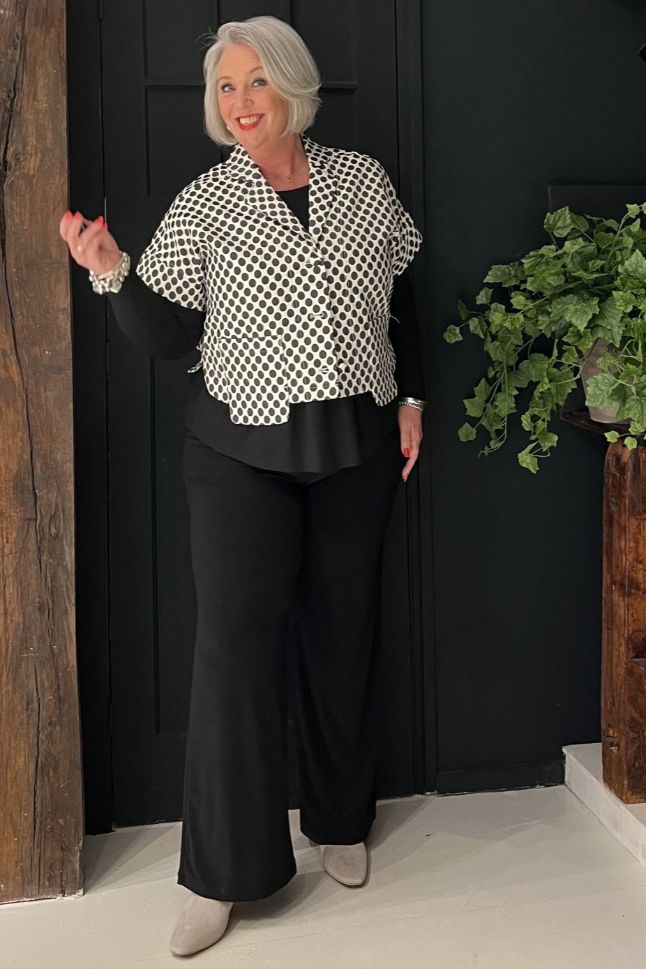 Noen Short textured jacket with polka dot print 87128