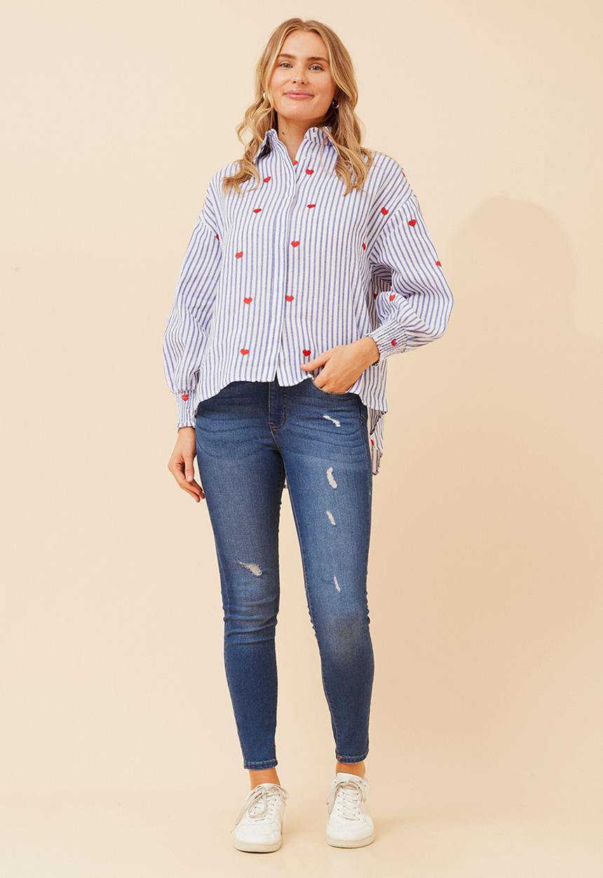 Stella Morgan Cotton stripe hearts shirt  T524349