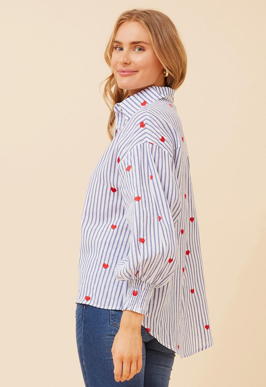 Stella Morgan Cotton stripe hearts shirt  T524349
