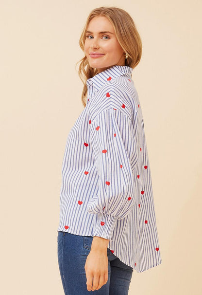 Stella Morgan Cotton stripe hearts shirt  T524349