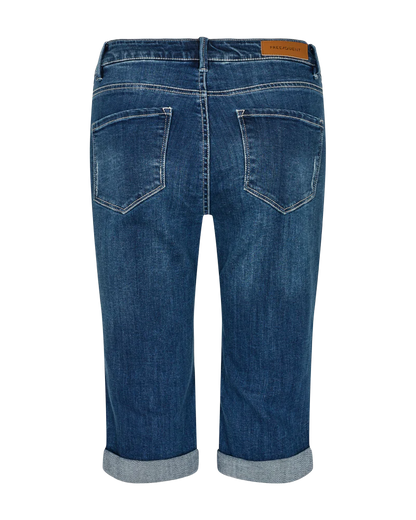 Free/Quent KNEE-LENGHT SHORTS IN DENIM - BLUE