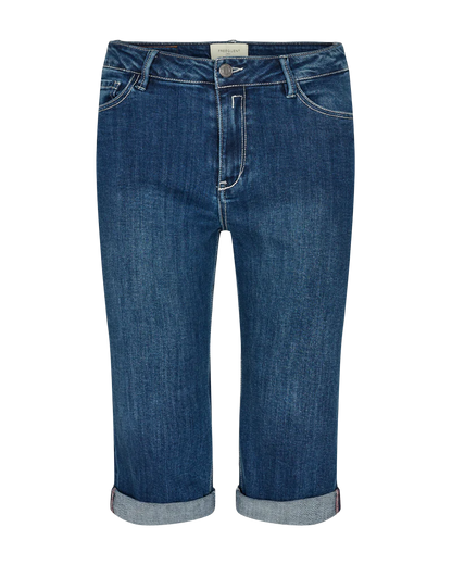 Free/Quent KNEE-LENGHT SHORTS IN DENIM - BLUE