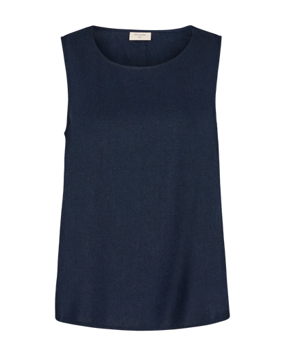 Sleeveless Linen Top with Back Button Detail.  All colours