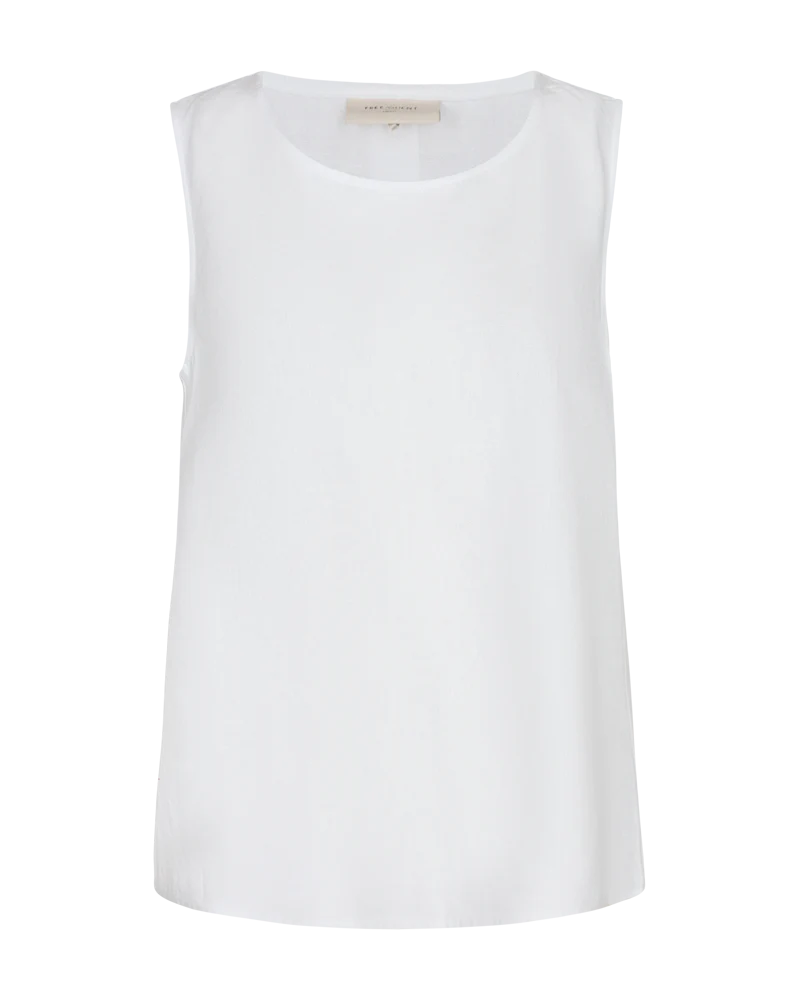 Sleeveless Linen Top with Back Button Detail.  All colours