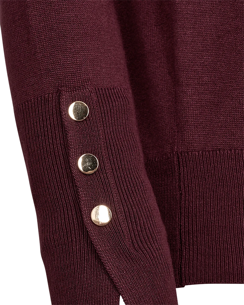 Free/Quent FQKATIE Fine Knit with Button detail cuff in Port Royale 203030 Port R
