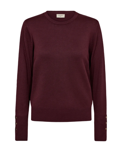 Free/Quent FQKATIE Fine Knit with Button detail cuff in Port Royale 203030 Port R