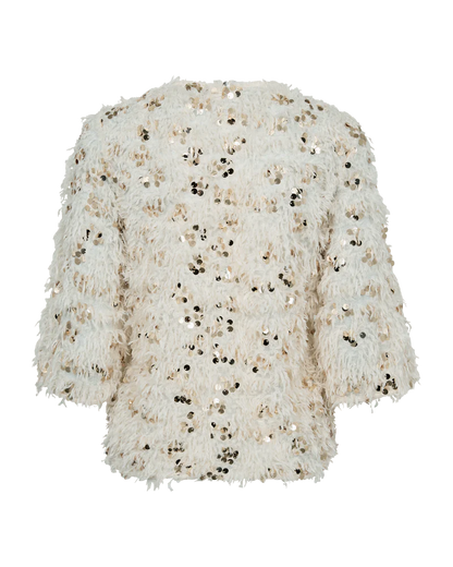 Nolla Cream fringe effect Top with Gold