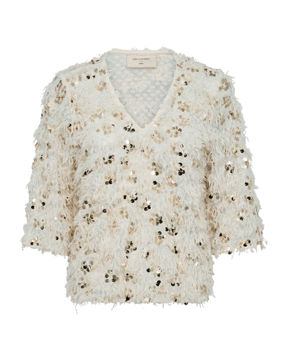Nolla Cream fringe effect Top with Gold