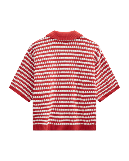 Free/Quent Retro Stripe Knit with collar  207608