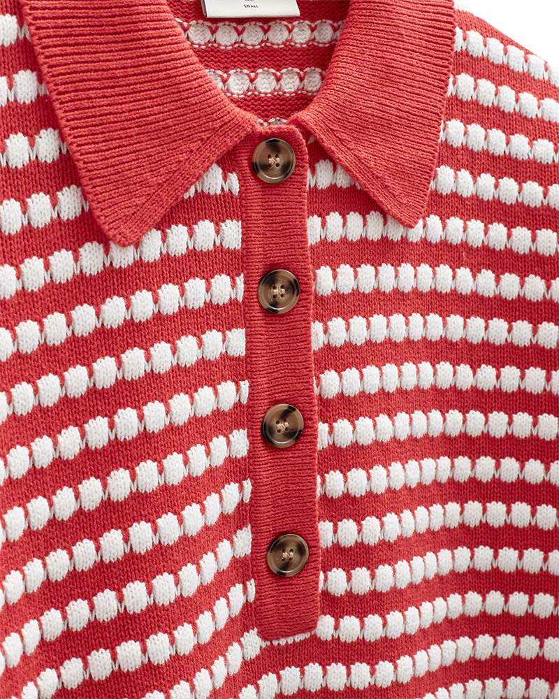 Free/Quent Retro Stripe Knit with collar  207608