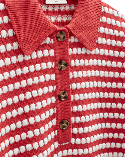 Free/Quent Retro Stripe Knit with collar  207608