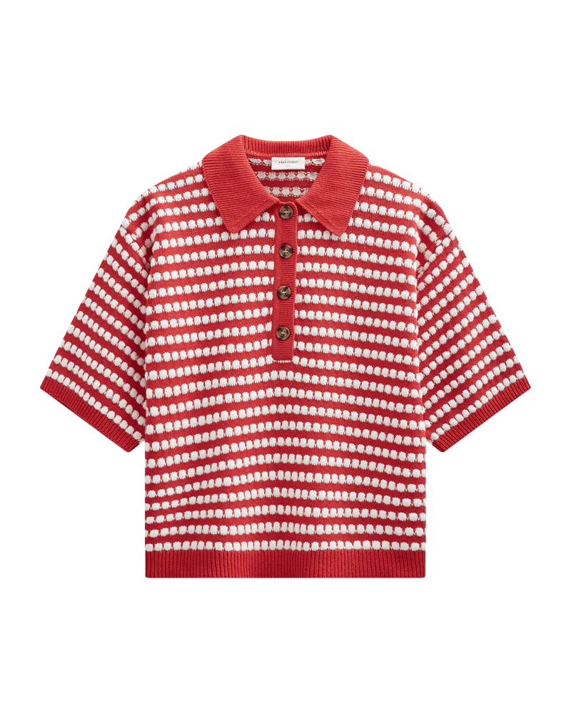 Free/Quent Retro Stripe Knit with collar  207608