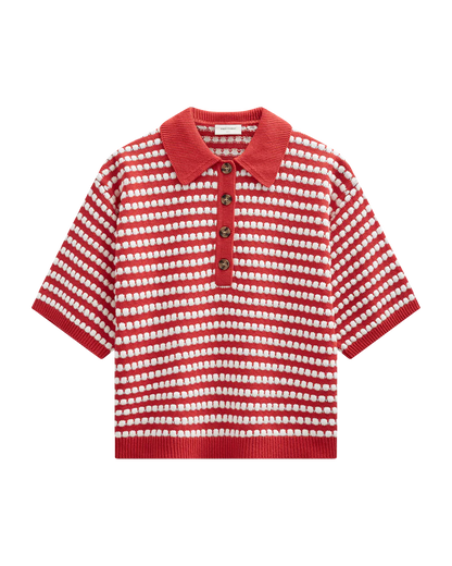 Free/Quent Retro Stripe Knit with collar  207608