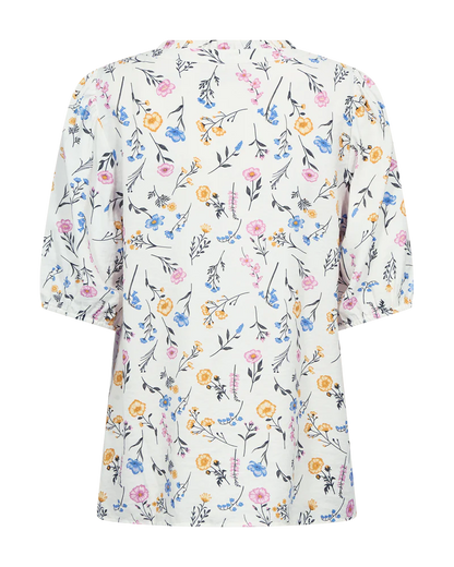 FreeQuent MOLLI shirt in pretty flower print. Yellow or Khaki