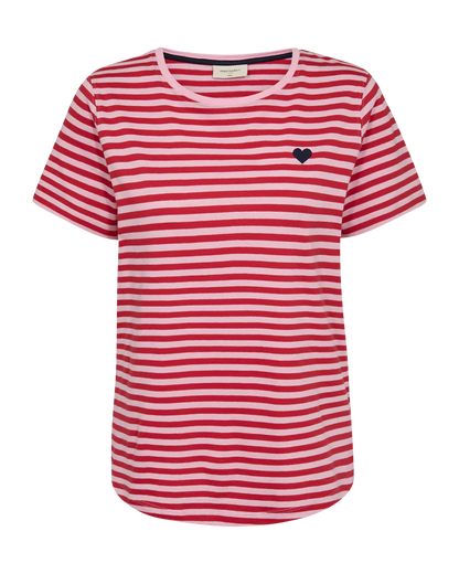 Free/Quent Prue Cotton Stripe T Shirt with heart motif 208288