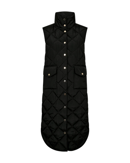 Free/Quent Olga Diamond Quilted Long Gilet 208338
