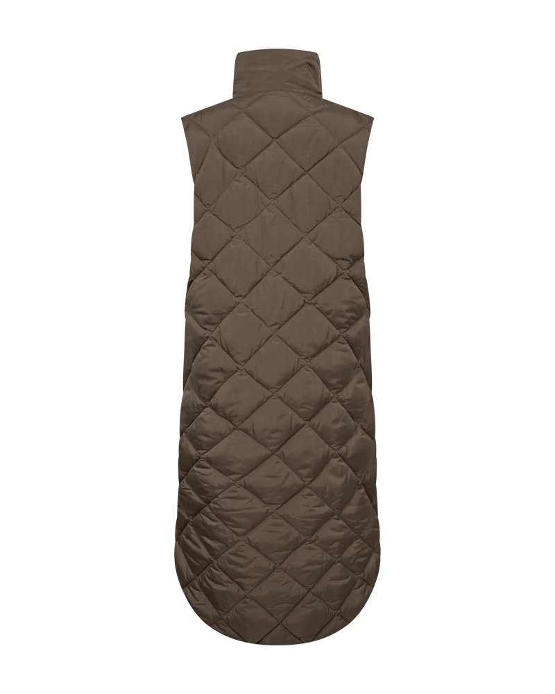 Free/Quent Olga Diamond Quilted Long Gilet 208338